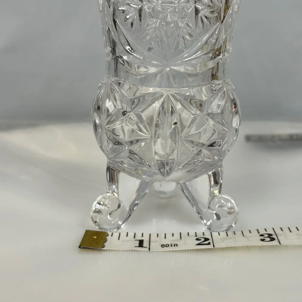 Vintage Crystal Bud Vase Unisex OS Clear‎ Cut Glass Pinwheel 3 Footed Excellent